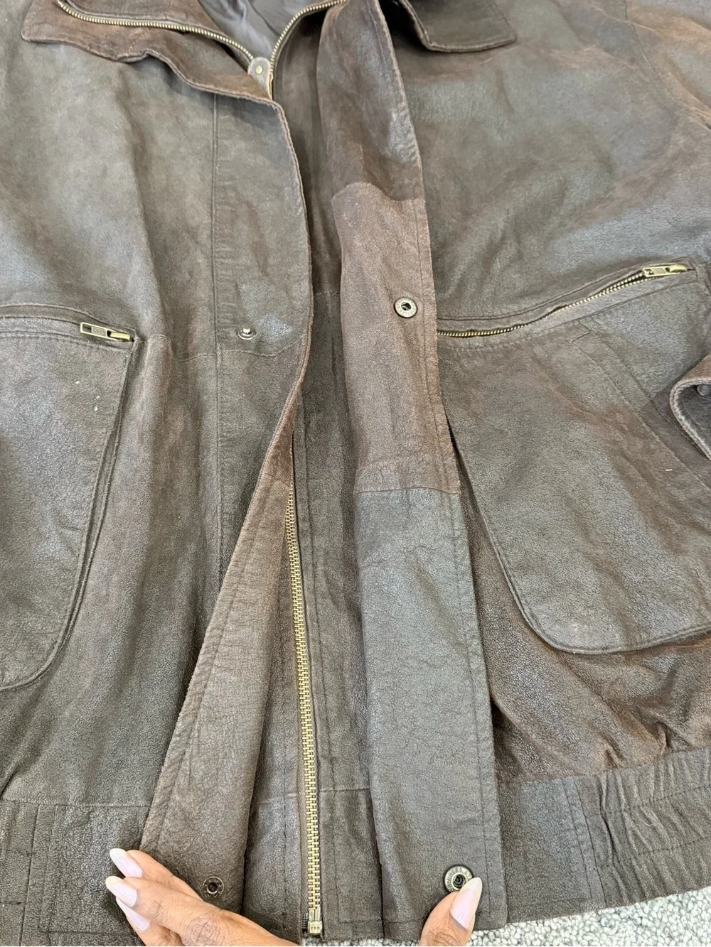 Vintage King Size Chocolate Brown Genuine Suede Bomber Jacket Men’s Big 4XL